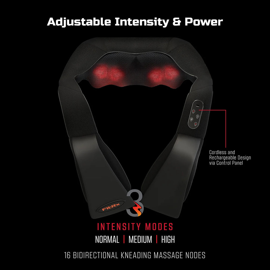 Cordless Shiatsu Shoulder, Back, and Neck Massager with Heat, Usb-Rechargeable, Black