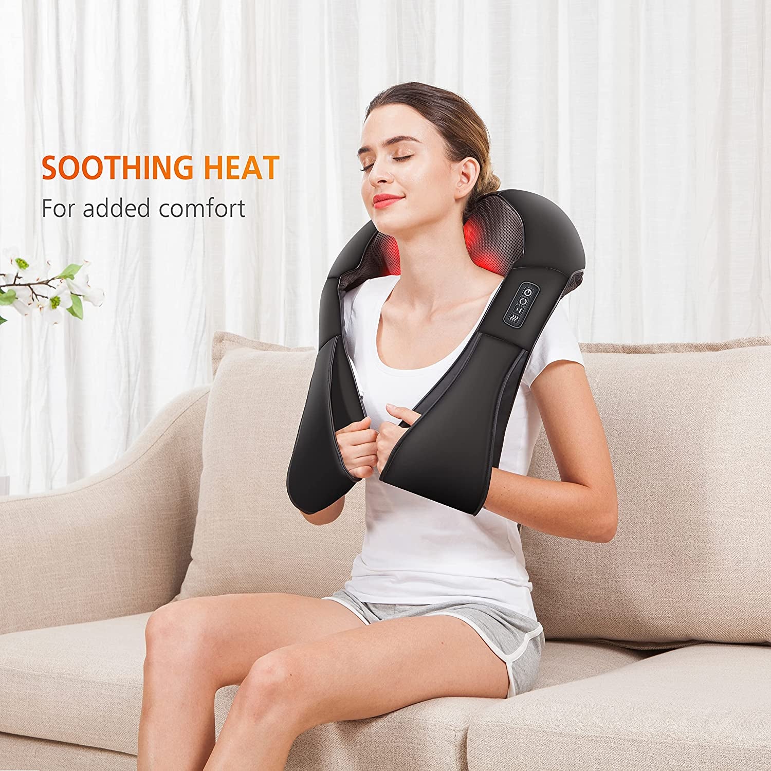Shiatsu Neck and Shoulder Massager - Back Massager with Heat, Deep Kneading Electric Massage Pillow for Neck, Back, Shoulder,Foot,Body