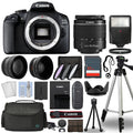 Canon EOS 2000D / Rebel T7 SLR Camera + 3 Lens Kit 18-55Mm + 32GB + Flash & More