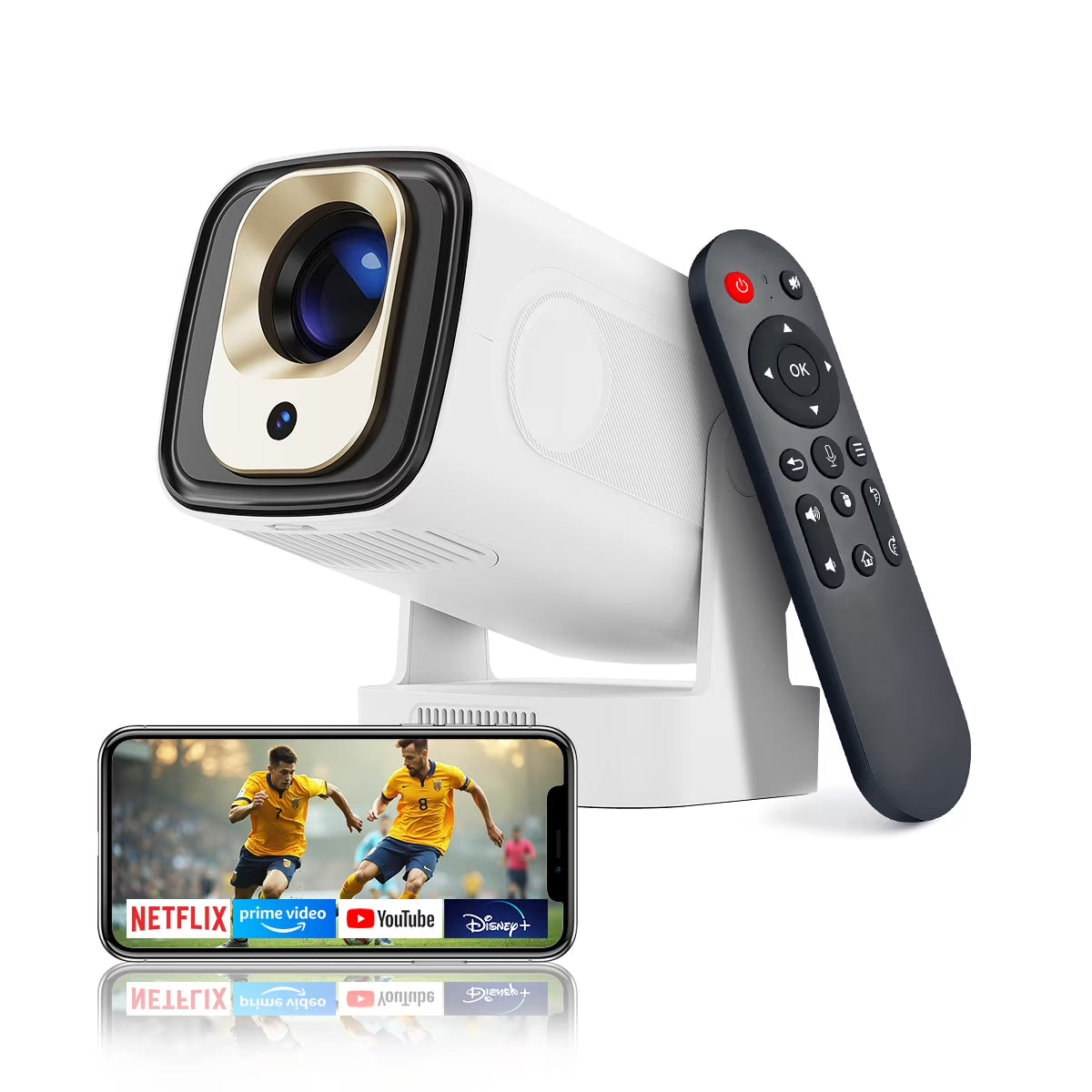 [Auto Focus]  Mini Projector, Native 1080P & 4K Support, 330 ANSI Brightness with Voice Control, Wifi 6 & BT 5.4, Portable Outdoor Movie Projector