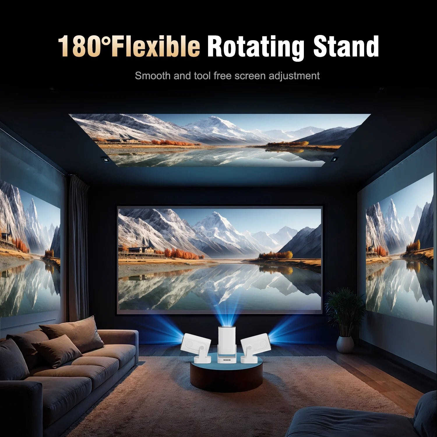 [Auto Focus]  Mini Projector, Native 1080P & 4K Support, 330 ANSI Brightness with Voice Control, Wifi 6 & BT 5.4, Portable Outdoor Movie Projector