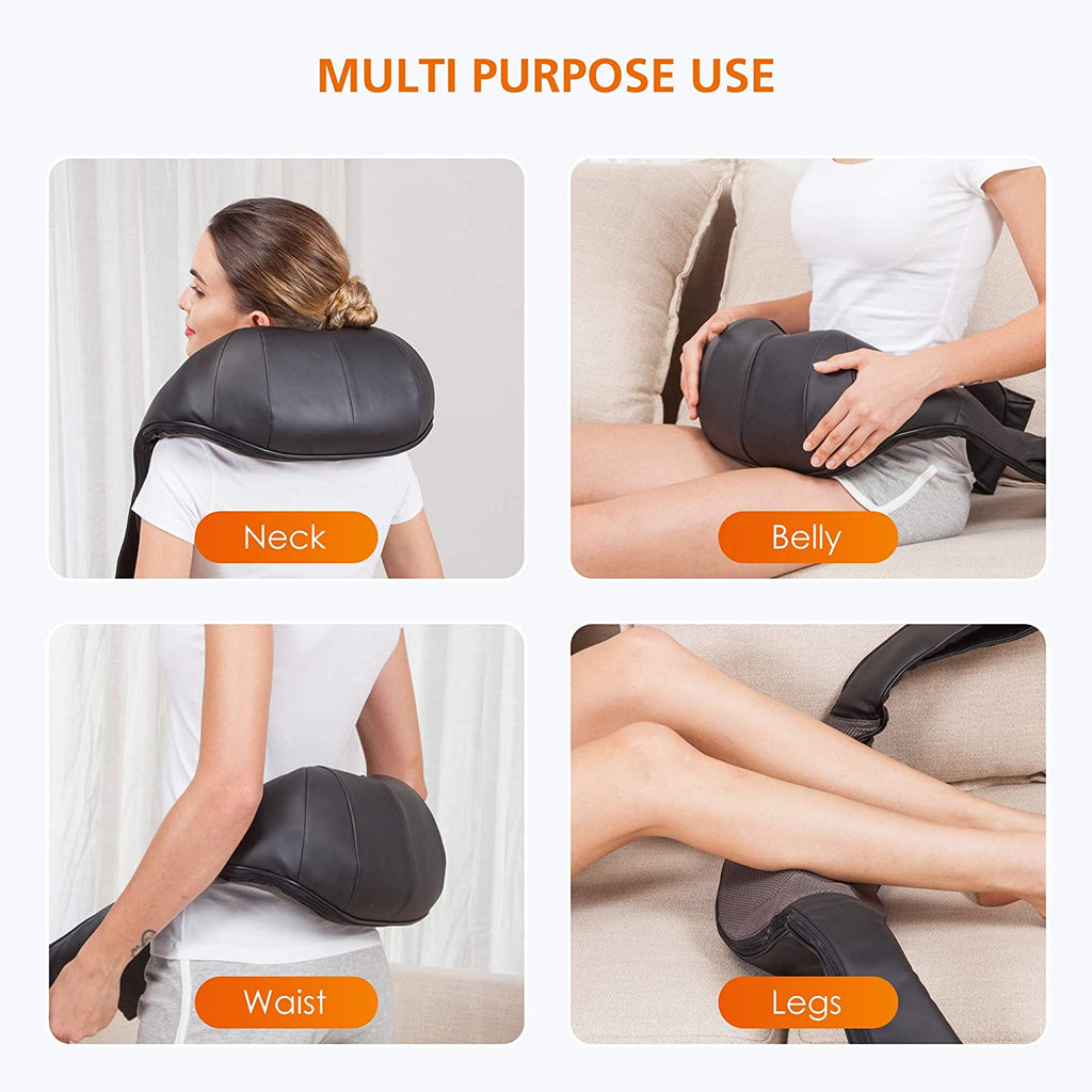 Shiatsu Neck and Shoulder Massager - Back Massager with Heat, Deep Kneading Electric Massage Pillow for Neck, Back, Shoulder,Foot,Body