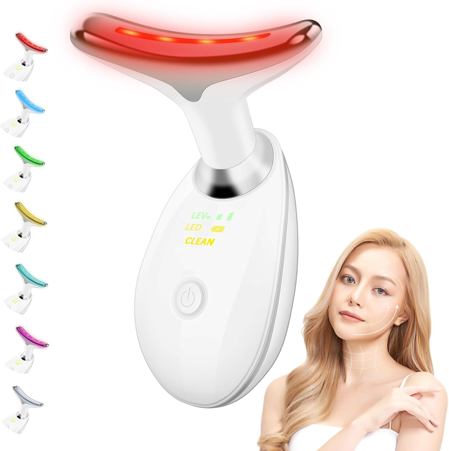 Face and Neck Massager,7 Color LED Facial Massager for Skin Care,Light Therapy for Face, Multifunctional Beauty Massager Tools