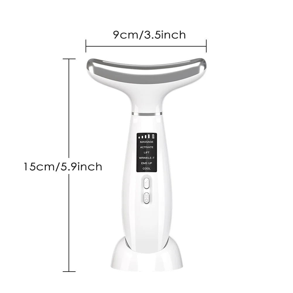 Facial and Neck Beauty Device, Skin Care Face Massager, Multifunctional 6 in 1 Light Therapy Face Sculpting Tool with Vibration, Thermal, Cooling, Microcurrent for Skin Care Routine at Home