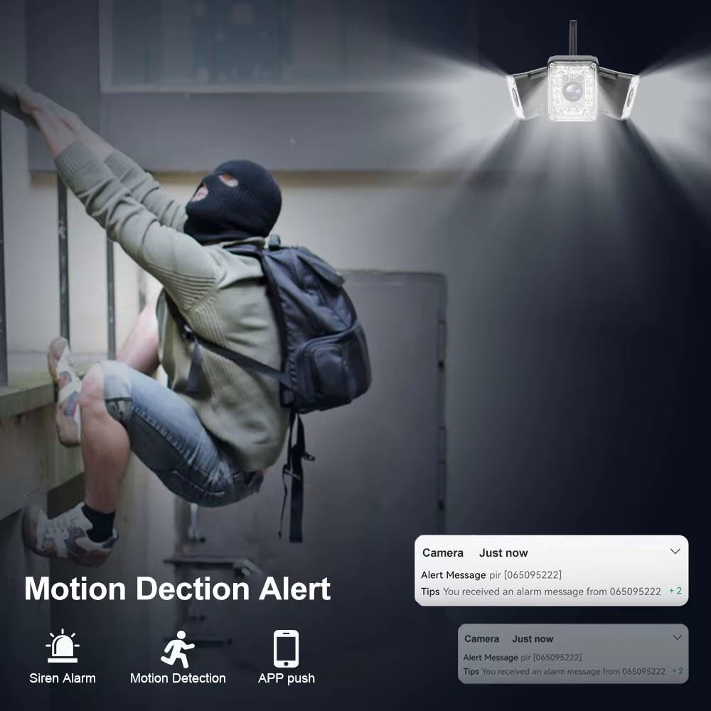 9MP Wifi Outdoor Camera Triple Lens Fixed 250° Wide Angle Panorama Cam Security Protection Motion Detection Video Surveillance