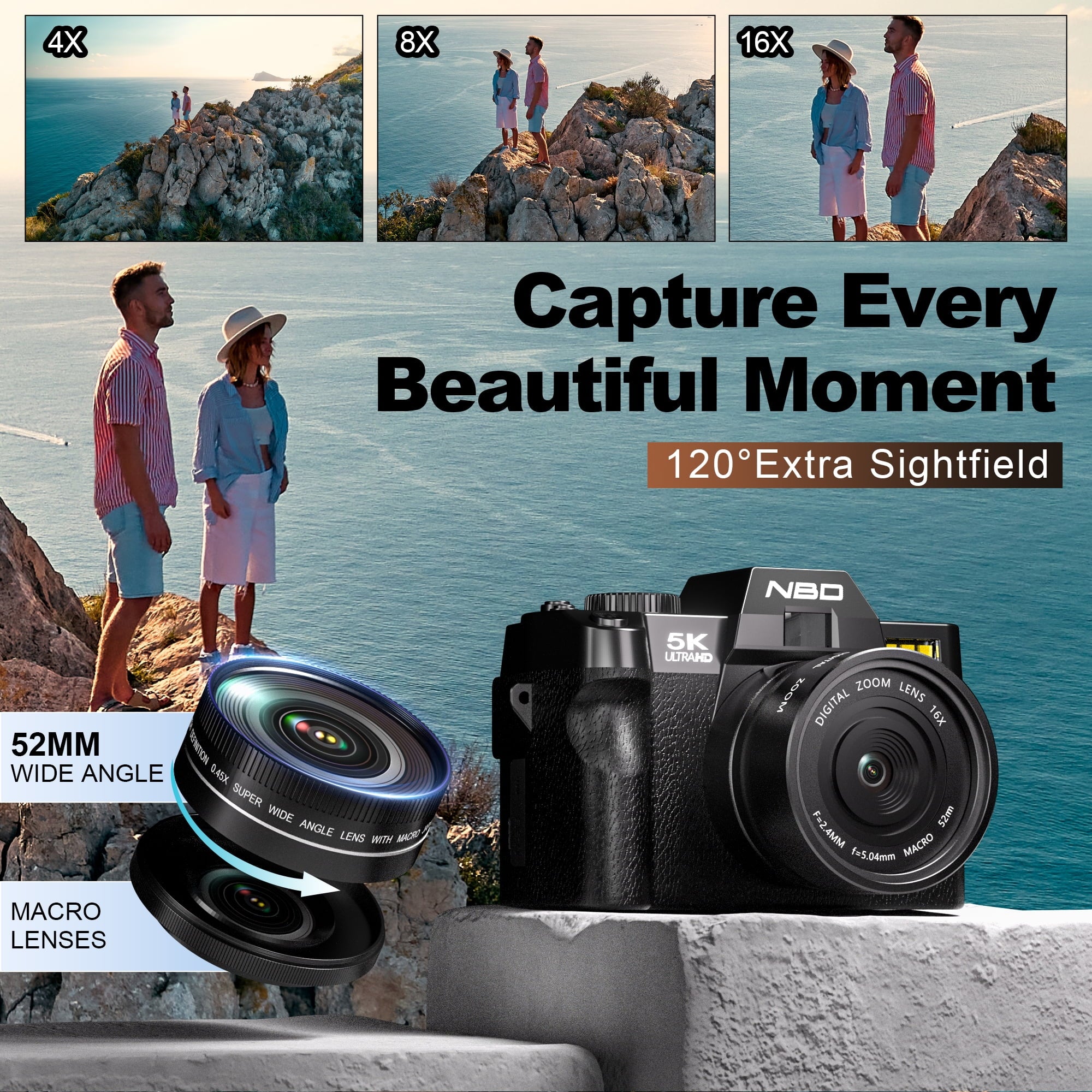 S110 5K Digital Camera for Photography, 48MP Autofocus Vlogging Camera with 32GB TF Card, Black