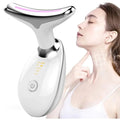 7 Color LED Neck Tightening Facial Device,Red Light Therapy for Face,Neck Lifting Device Face Massager for Face Lift, Facial Massager, anti Aging, 3 in 1 Portable Skin Care Tools, White
