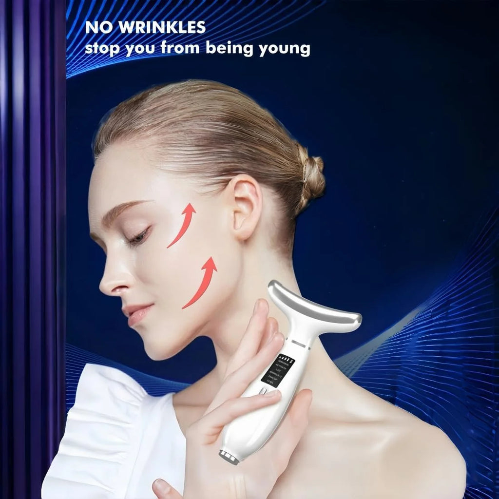 Facial and Neck Beauty Device, Skin Care Face Massager, Multifunctional 6 in 1 Light Therapy Face Sculpting Tool with Vibration, Thermal, Cooling, Microcurrent for Skin Care Routine at Home