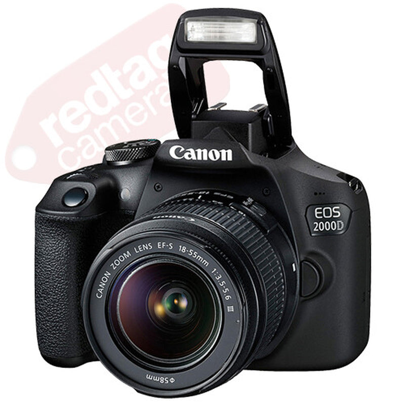 Canon EOS 2000D / Rebel T7 SLR Camera + 3 Lens Kit 18-55Mm + 32GB + Flash & More