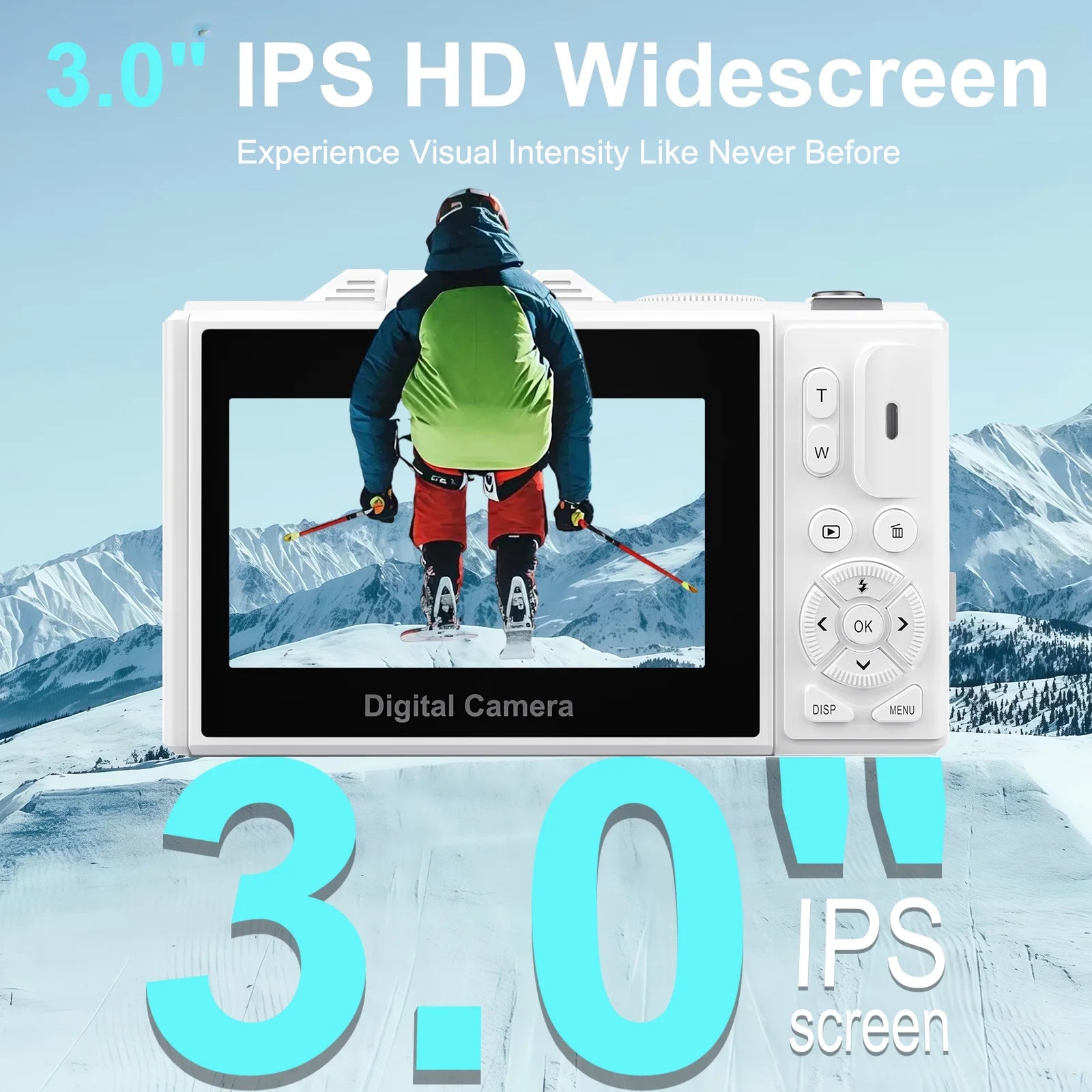 Digital Camera 5K 75MP Wifi Vlogging Camera for Photography, 18X Zoom, Autofocus, Flip Screen with 32GB Card, White