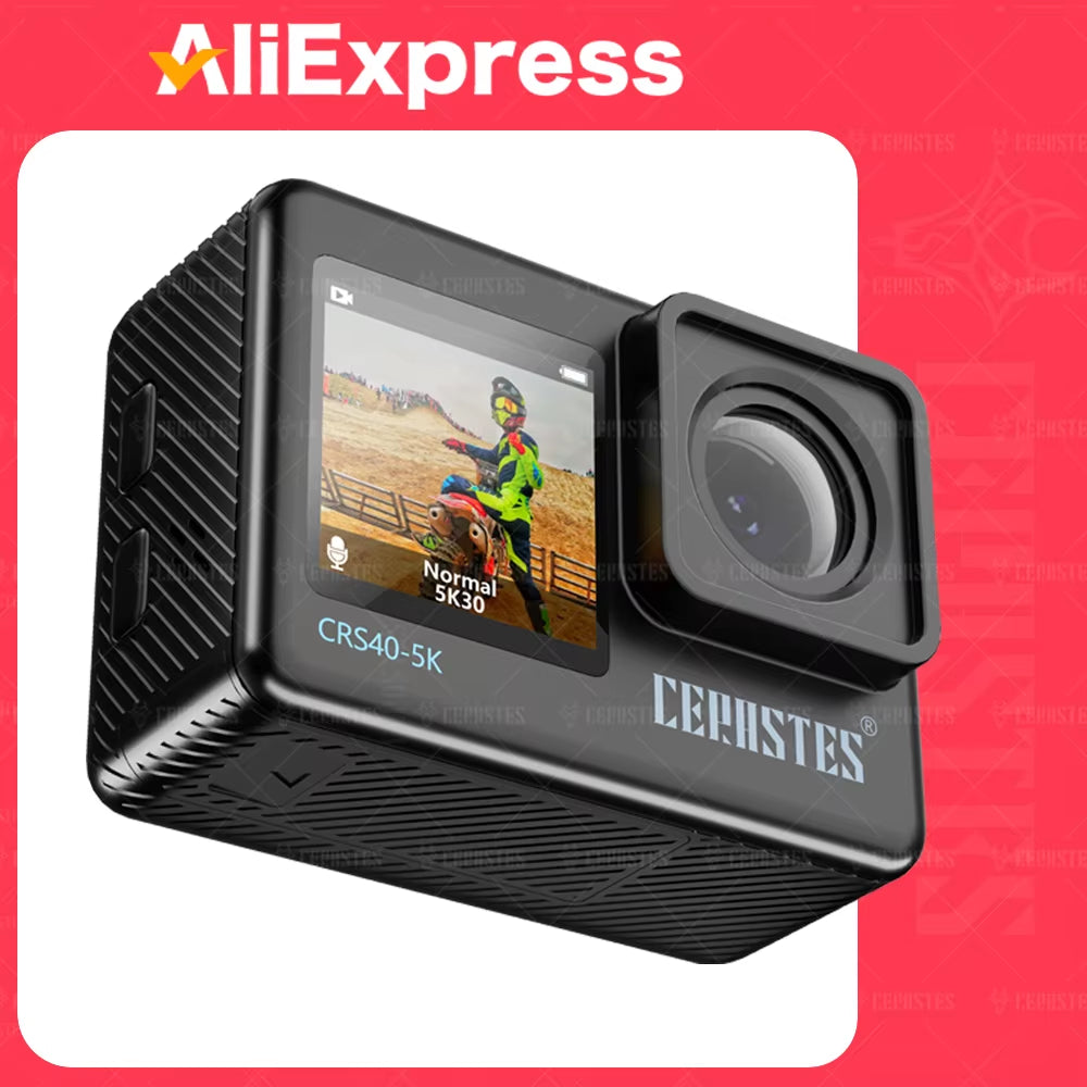 Action Camera 5K 4K60FPS Wifi Anti-Shake Dual Screen 170° Wide Angle 30M Waterproof Sport Camera with Remote Control