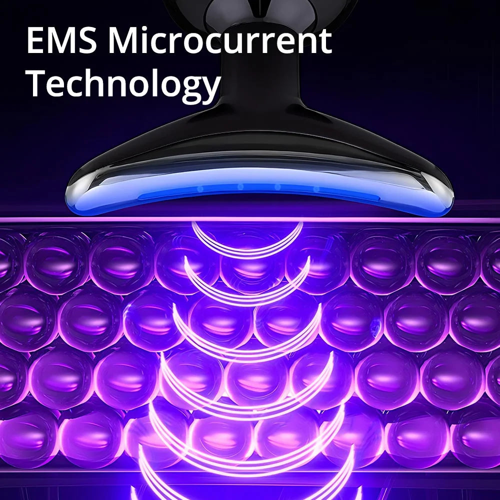 7 Color LED Neck Tightening Facial Device,Red Light Therapy for Face,Neck Lifting Device Face Massager for Face Lift, Facial Massager, anti Aging, 3 in 1 Portable Skin Care Tools, White