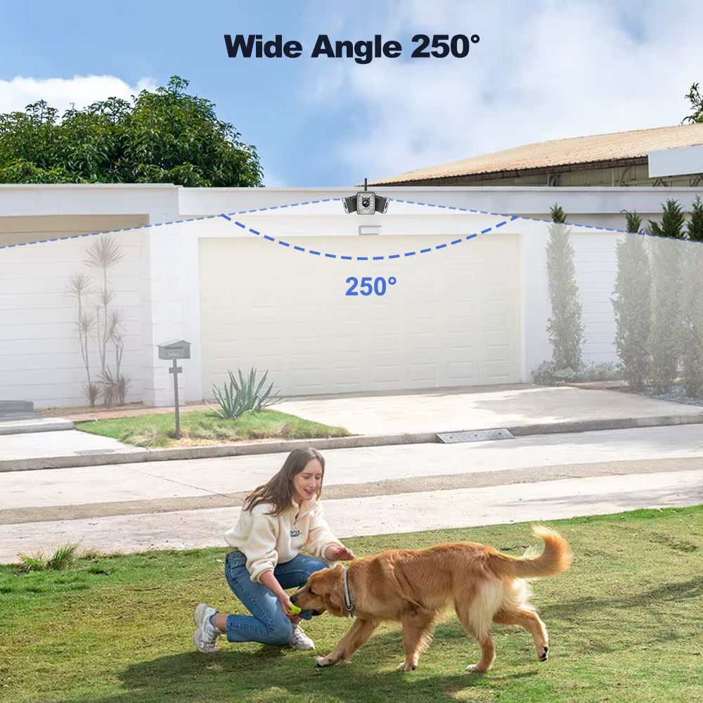 9MP Wifi Outdoor Camera Triple Lens Fixed 250° Wide Angle Panorama Cam Security Protection Motion Detection Video Surveillance