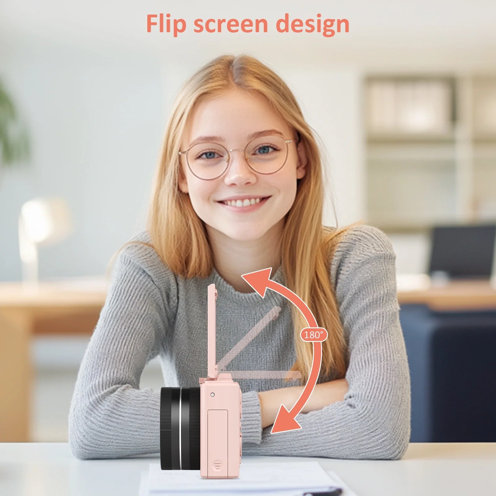 5K Digital Camera for Photography with Wifi, 75MP Vlogging Camera for Youtube with 3" 180° Flip Screen, 18X Digital Zoom with 32GB Micro SD Card & 2 Batteries (Pink)