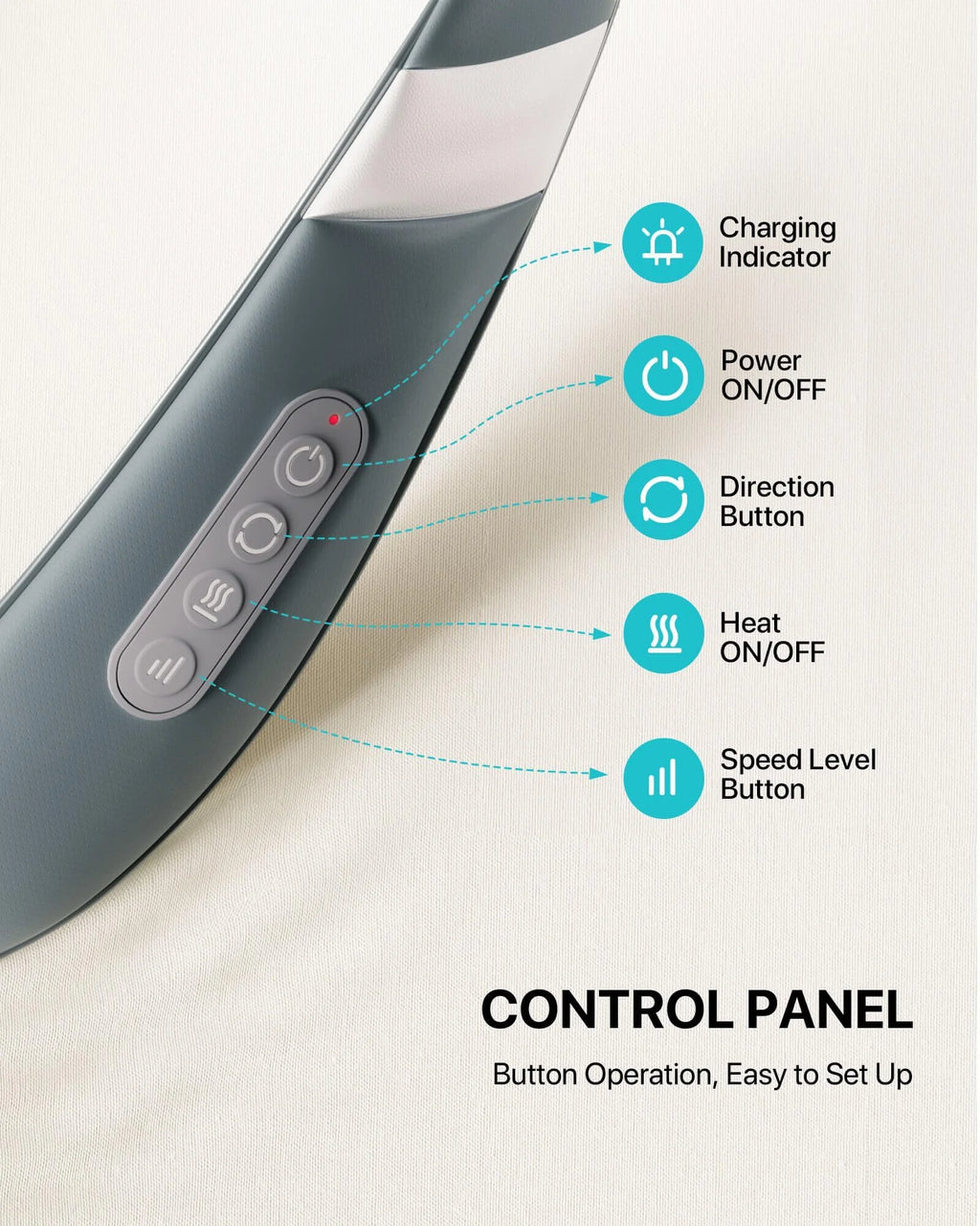 Shiatsu Neck Back Shoulder Massager with Heat, Rechargeable Shiatsu 3D Cordless Neck Heat Massager, Home, Car, and Office Use