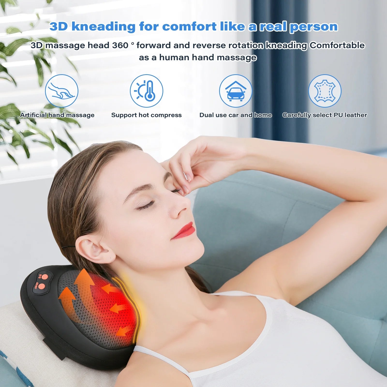 Neck Massager, Shiatsu Massager Pillow with Heat, Electric Back Massager for Shoulder, Back, Leg, Deep Tissue Kneading Massage to Relax Muscles, Massage Pillow Gift for Women/Men