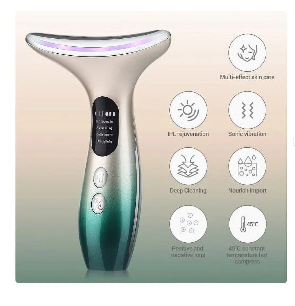 Facial Neck Massager for Skin Care Electric Face Neck Lifting Massager with 45鈩?Heat & 3 Massage Modes for Wrinkles Facial Massager