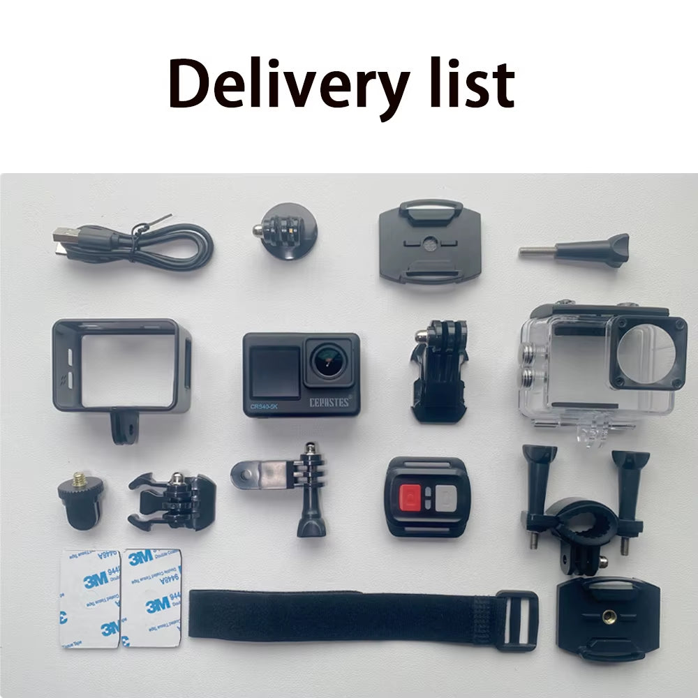 Action Camera 5K 4K60FPS Wifi Anti-Shake Dual Screen 170° Wide Angle 30M Waterproof Sport Camera with Remote Control