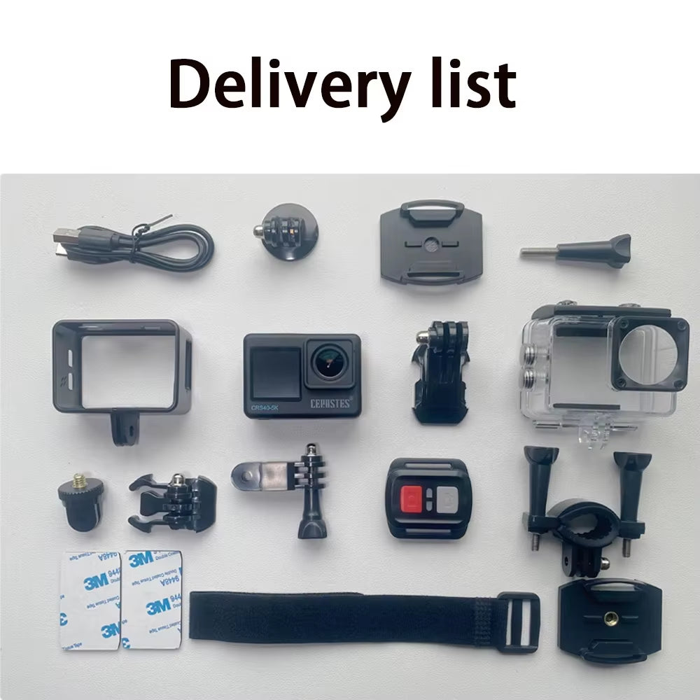 CERASTES Action Camera 5K 4K 60FPS Wifi Anti-Shake Dual Screen 170° Wide Angle 30M Waterproof Sport Camera with Remote Control