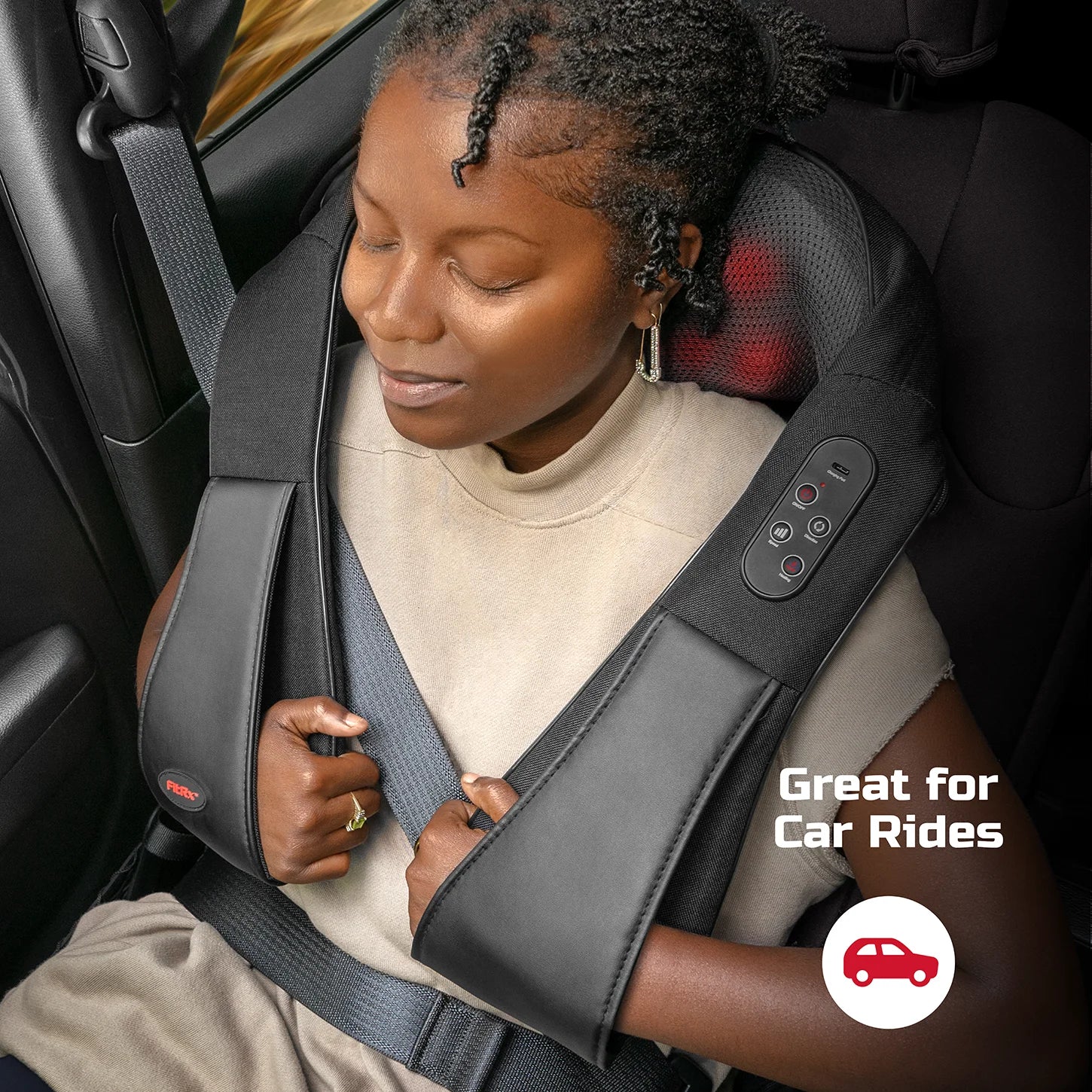 Cordless Shiatsu Shoulder, Back, and Neck Massager with Heat, Usb-Rechargeable, Black