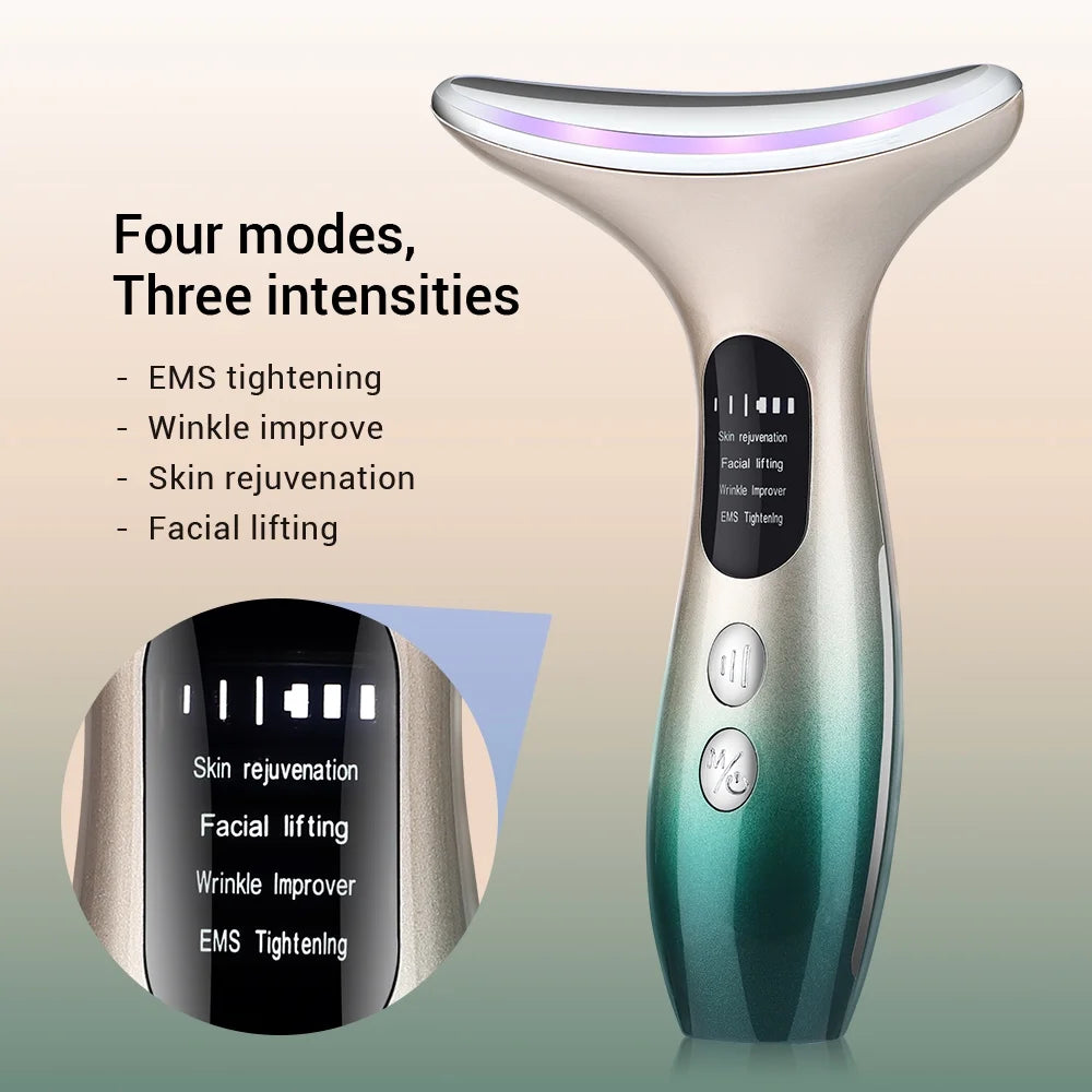 Facial Neck Massager for Skin Care Electric Face Neck Lifting Massager with 45鈩?Heat & 3 Massage Modes for Wrinkles Facial Massager