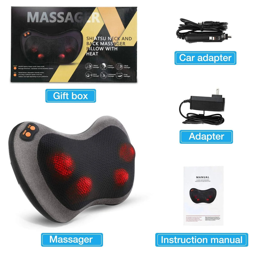 Shiatsu Back and Neck Massager  Tissue Kneading Massage Pillow with Heat