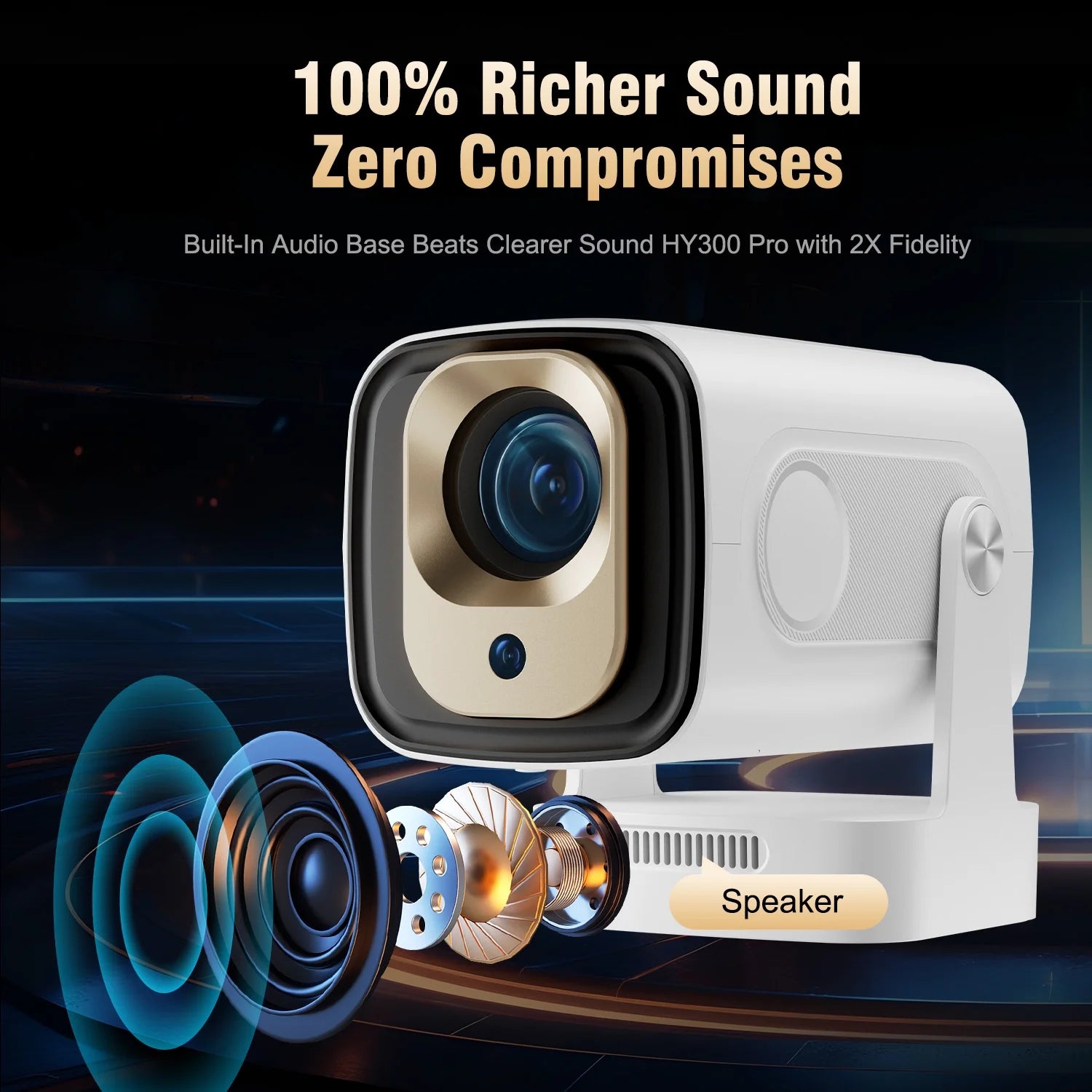 [Auto Focus]  Mini Projector, Native 1080P & 4K Support, 330 ANSI Brightness with Voice Control, Wifi 6 & BT 5.4, Portable Outdoor Movie Projector