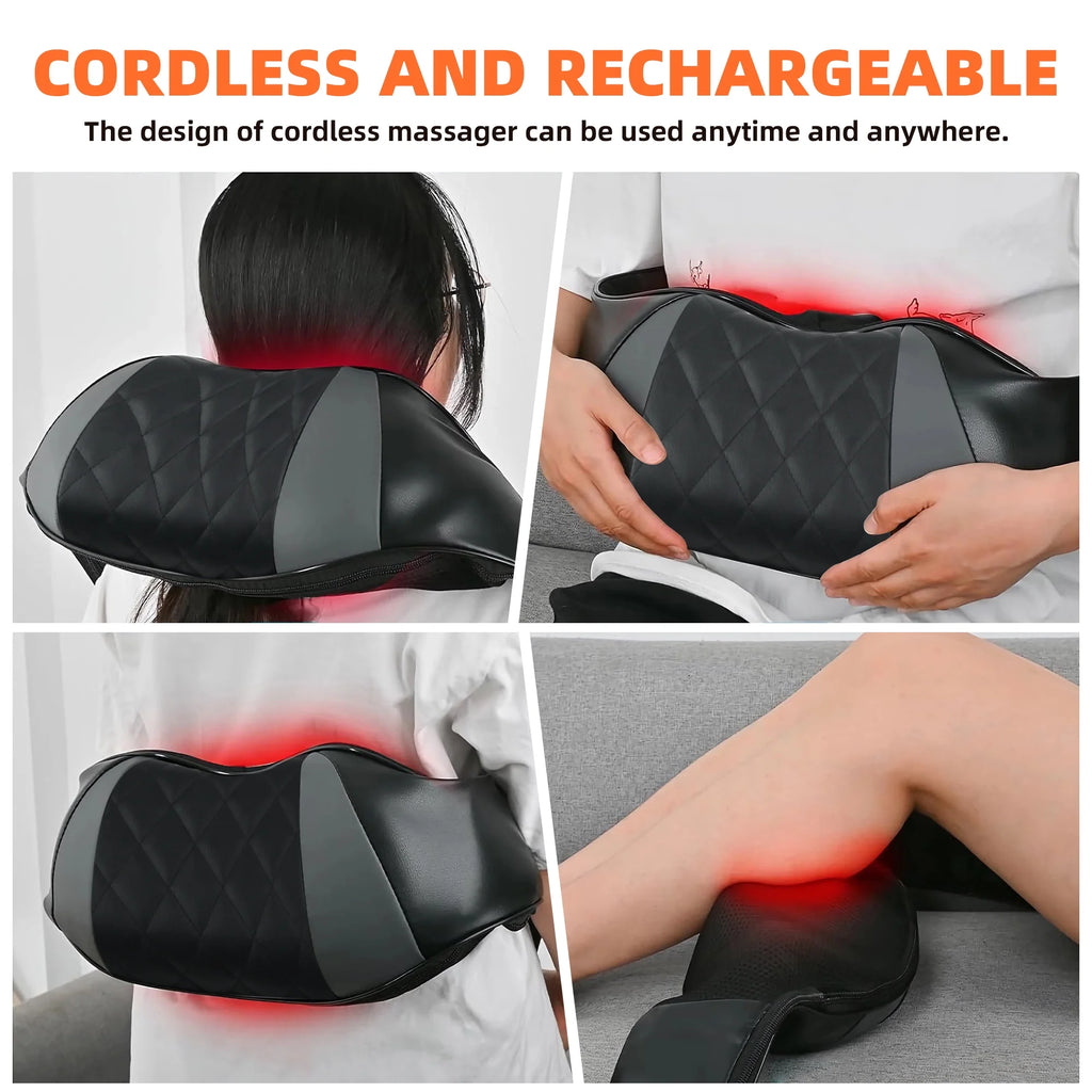 Neck and Shoulder Massager with Heat, Shiatsu Shoulder Massager for Full Body, Deep Tissue 3D Kneading Massage Pillow for Shoulder, Back, Body Muscle Pain Relief, Gifts for Women Men