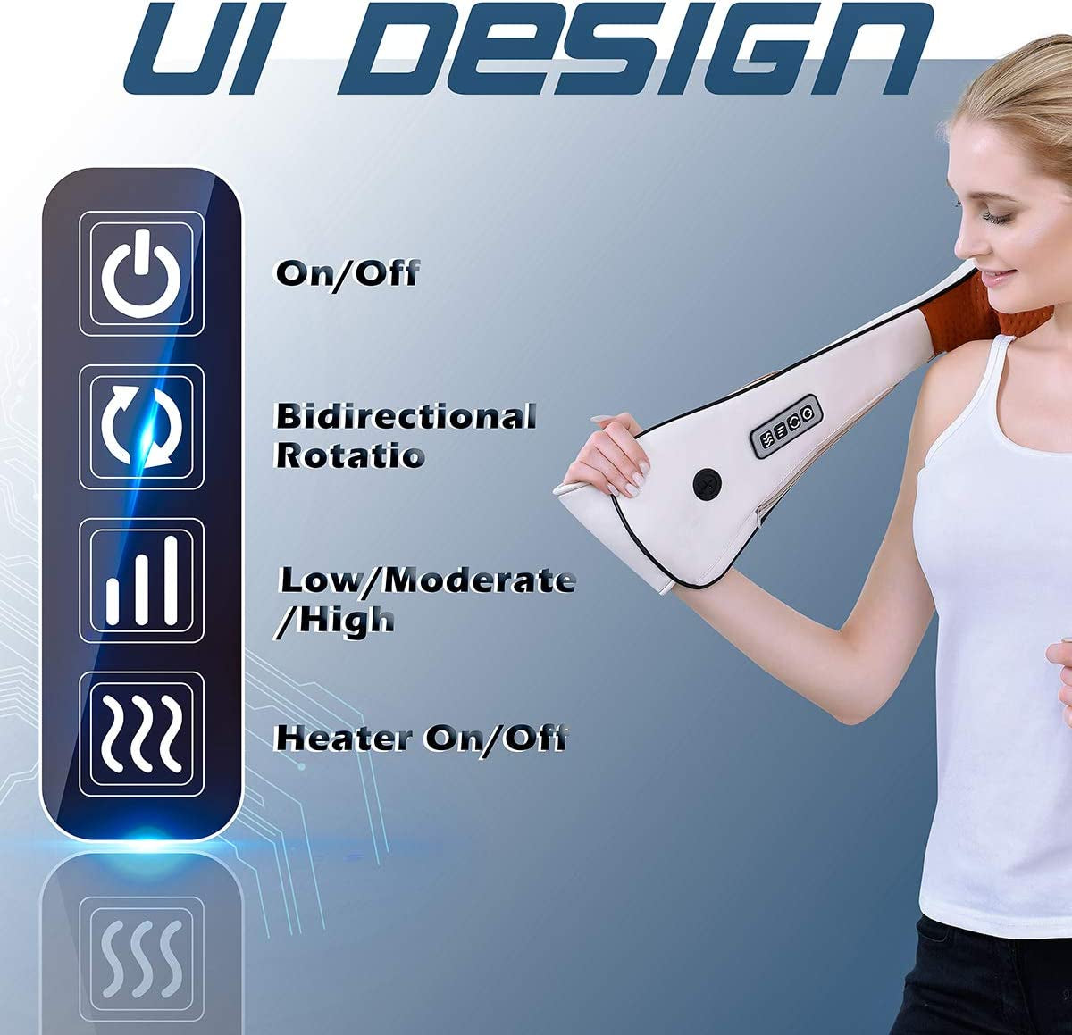 Neck Massager with Heat, Kneading Back Massager, Shiatsu Massage for Shoulder Waist and Foot, Retirement Gifts for Women, Men, Christmas Presents for Mom, Dad, Everyone