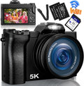 5K Digital Camera Autofocus 16X 48 MP Vlogging Camera for Youtube DSLR Video Cameras with 32G SD Card, Black