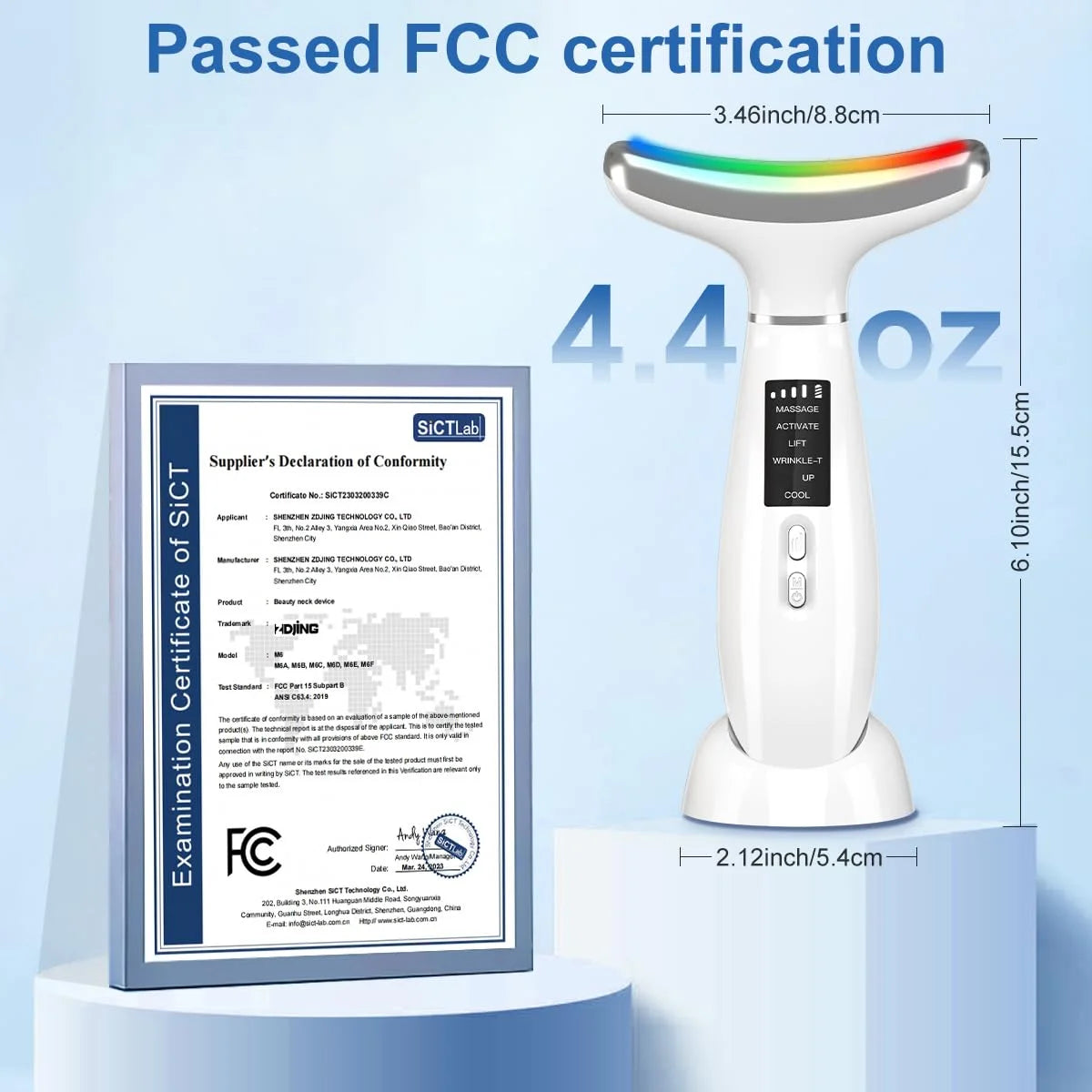 Facial and Neck Beauty Device, Skin Care Face Massager, Multifunctional 6 in 1 Light Therapy Face Sculpting Tool with Vibration, Thermal, Cooling, Microcurrent for Skin Care Routine at Home