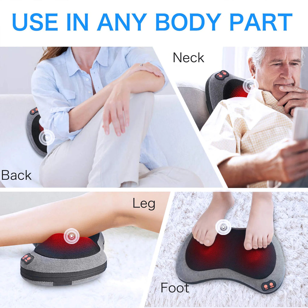 Shiatsu Back and Neck Massager  Tissue Kneading Massage Pillow with Heat