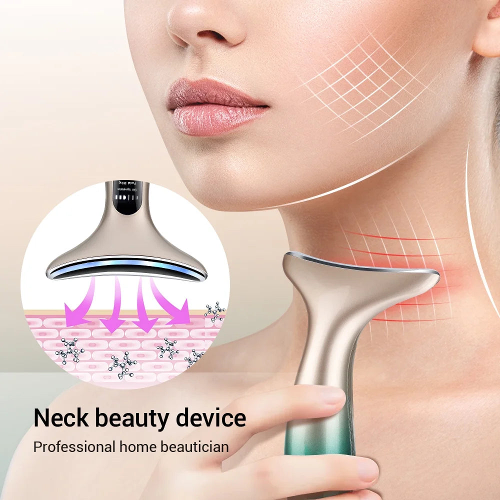 Facial Neck Massager for Skin Care Electric Face Neck Lifting Massager with 45鈩?Heat & 3 Massage Modes for Wrinkles Facial Massager