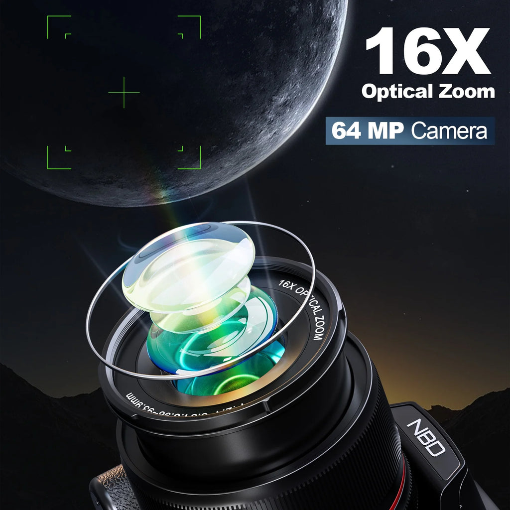 Digital Camera 5K 64MP 16X Optical Zoom Camera for Photography with 32GB TF Card
