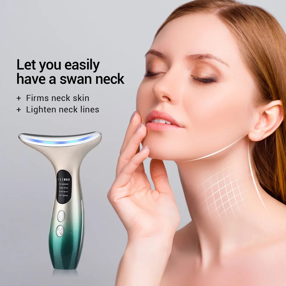 Facial Neck Massager for Skin Care Electric Face Neck Lifting Massager with 45鈩?Heat & 3 Massage Modes for Wrinkles Facial Massager